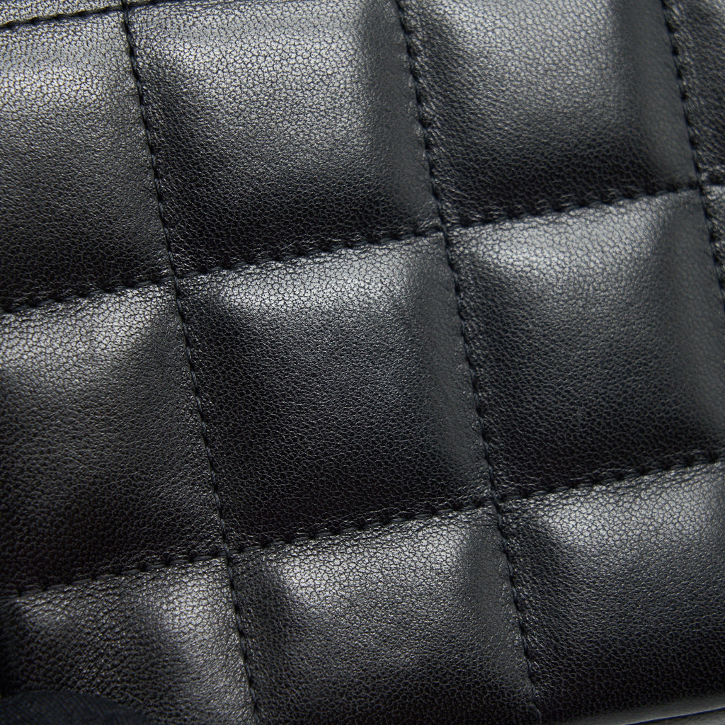 CHANEL CAMELLIA MINI FLAP SHOULDER BAG LAMBSKIN BLACK GHW