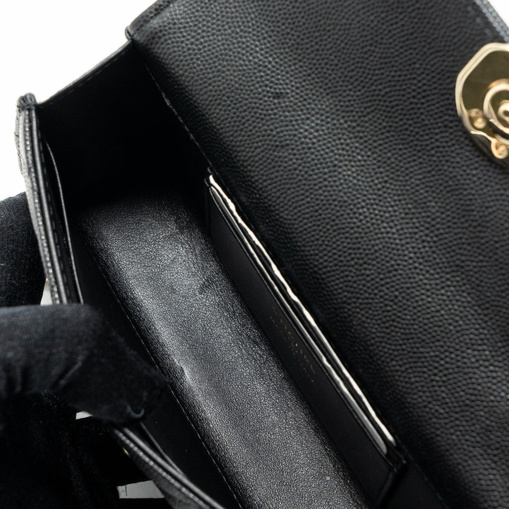 CHANEL 23P TOP HANDLE MINI FLAP BAG CAVIAR BLACK LGHW (MICROCHIP)