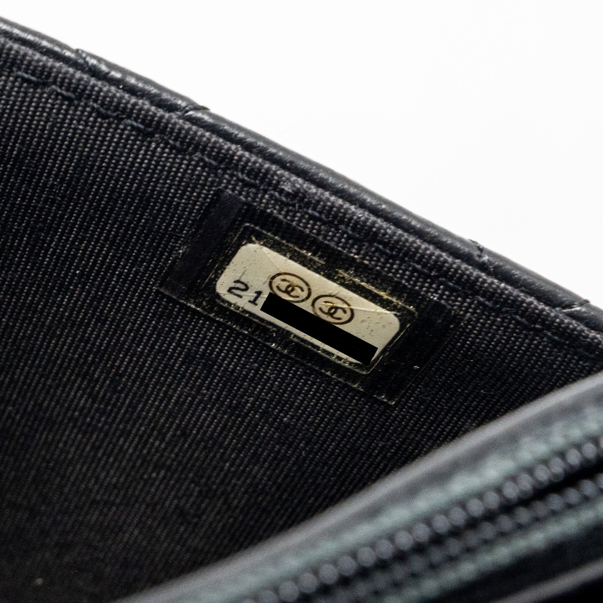 CHANEL BOY WALLET ON CHAIN LAMBSKIN BLACK GHW