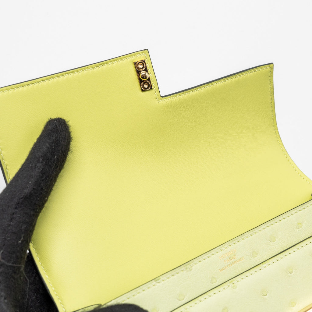 HERMES MINI VERROU OSTRICH R9 JAUNE BOURGEON GHW