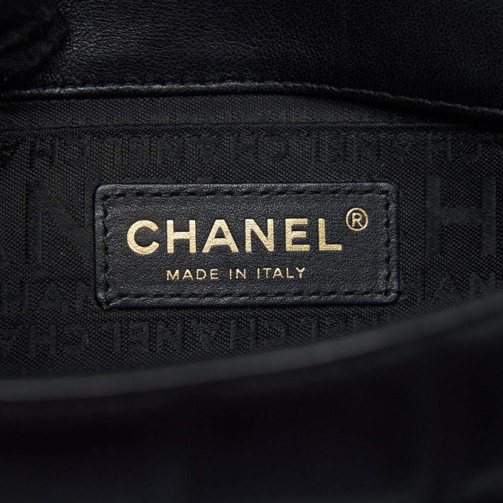 CHANEL CAMELLIA MINI FLAP SHOULDER BAG LAMBSKIN BLACK GHW