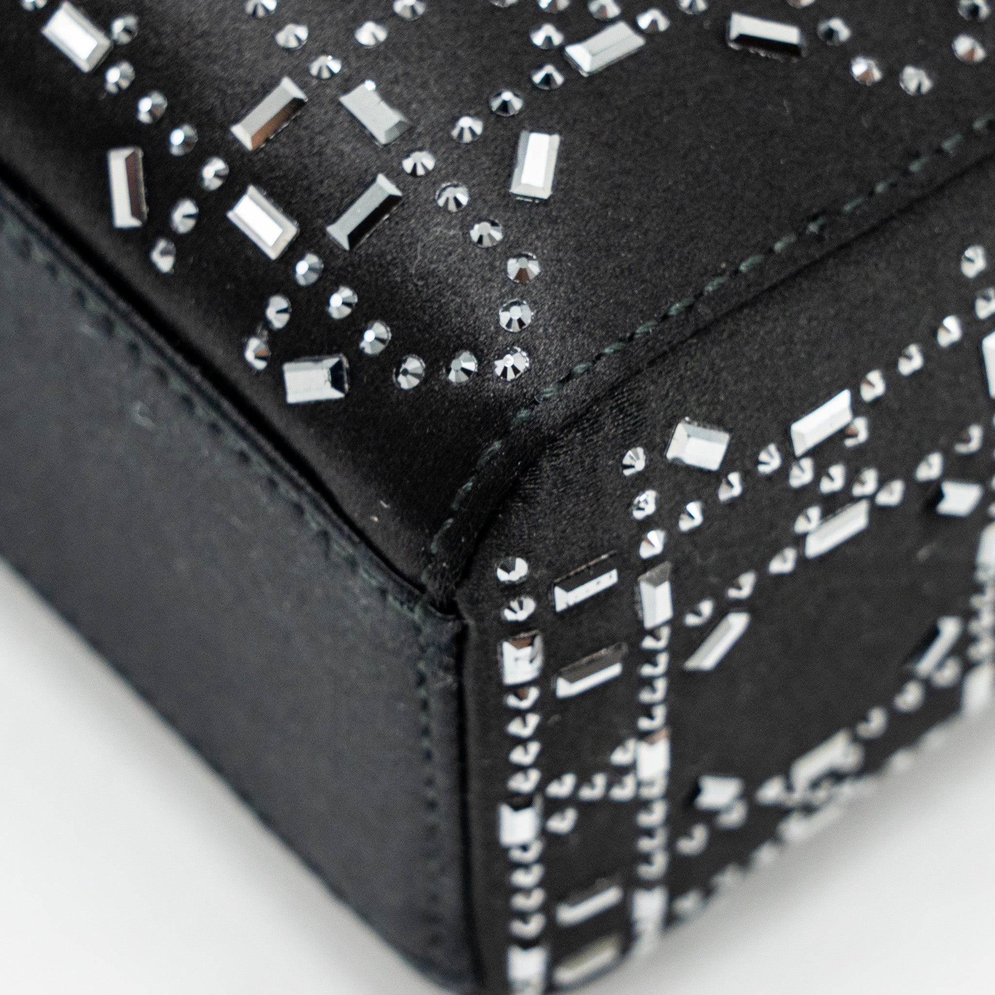 DIOR MINI LADY DIOR SATIN WITH CRYSTAL BLACK SHW