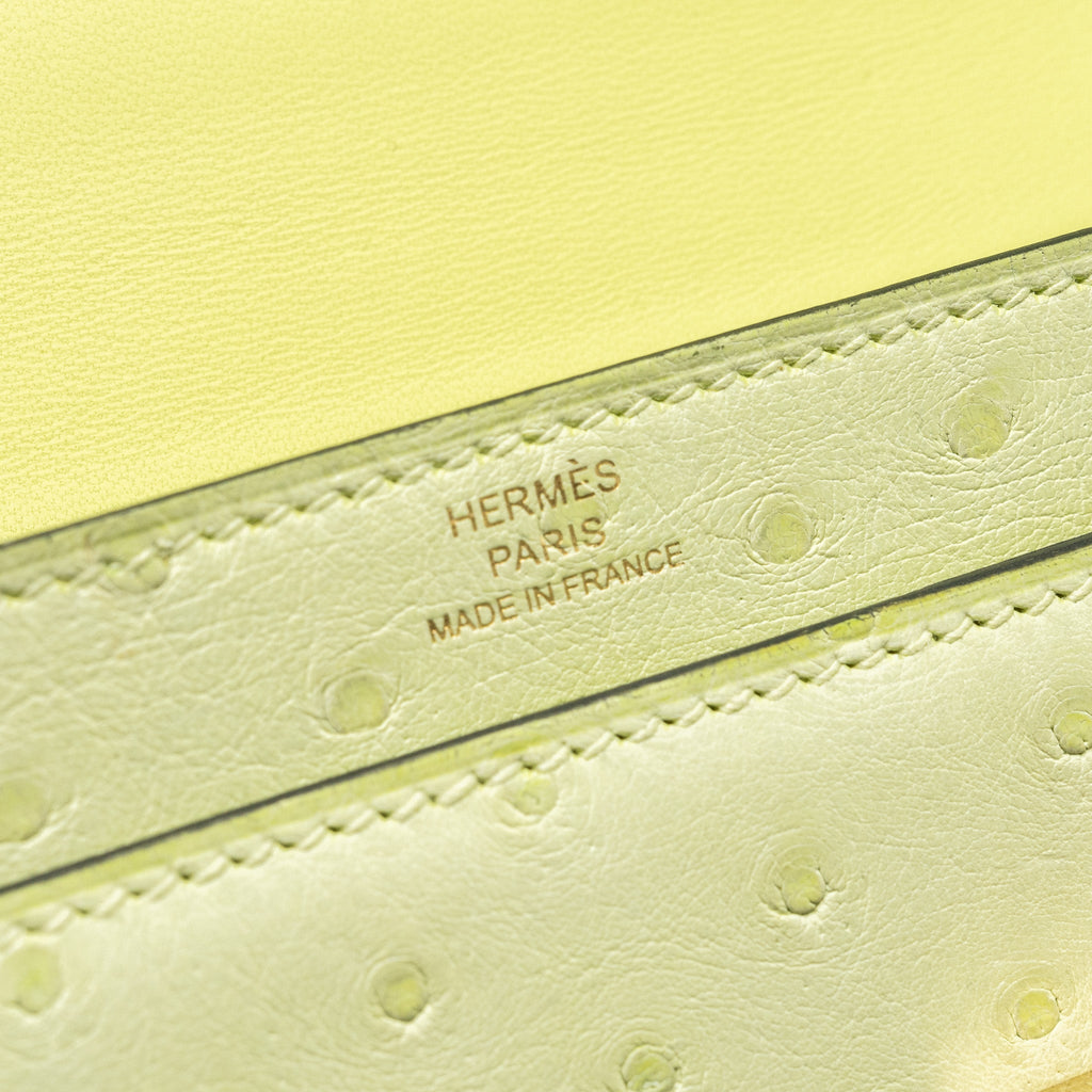 HERMES MINI VERROU OSTRICH R9 JAUNE BOURGEON GHW