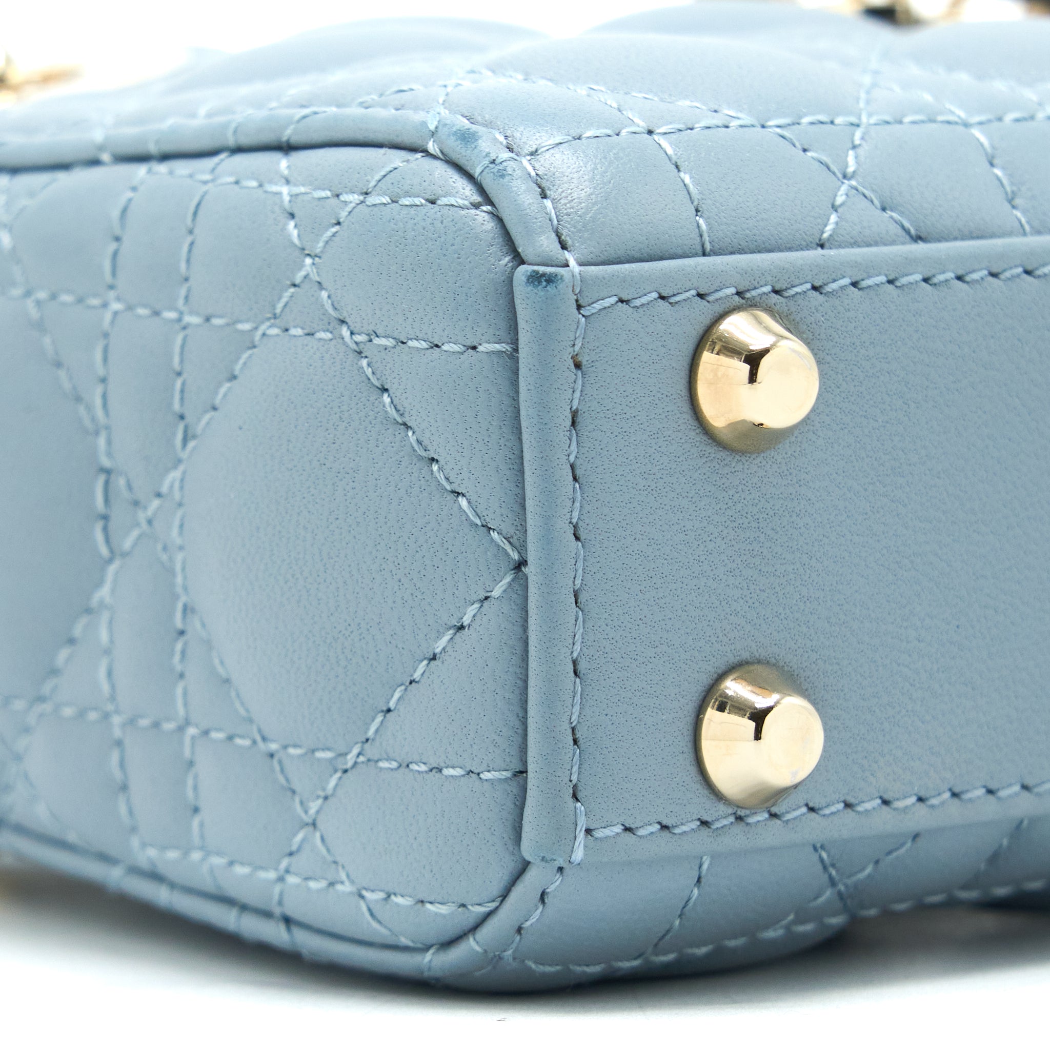 DIOR MICRO LADY DIOR BAG CANNAGE LAMBSKIN CLOUD BLUE LGHW