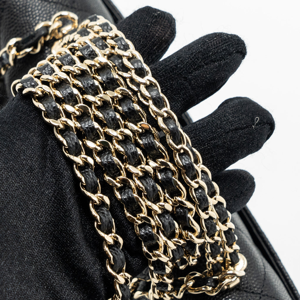CHANEL 23P TOP HANDLE MINI FLAP BAG CAVIAR BLACK LGHW (MICROCHIP)