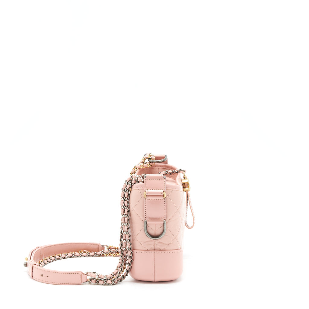 CHANEL SMALL GABRIELLE HOBO BAG AGED CALFSKIN PINK