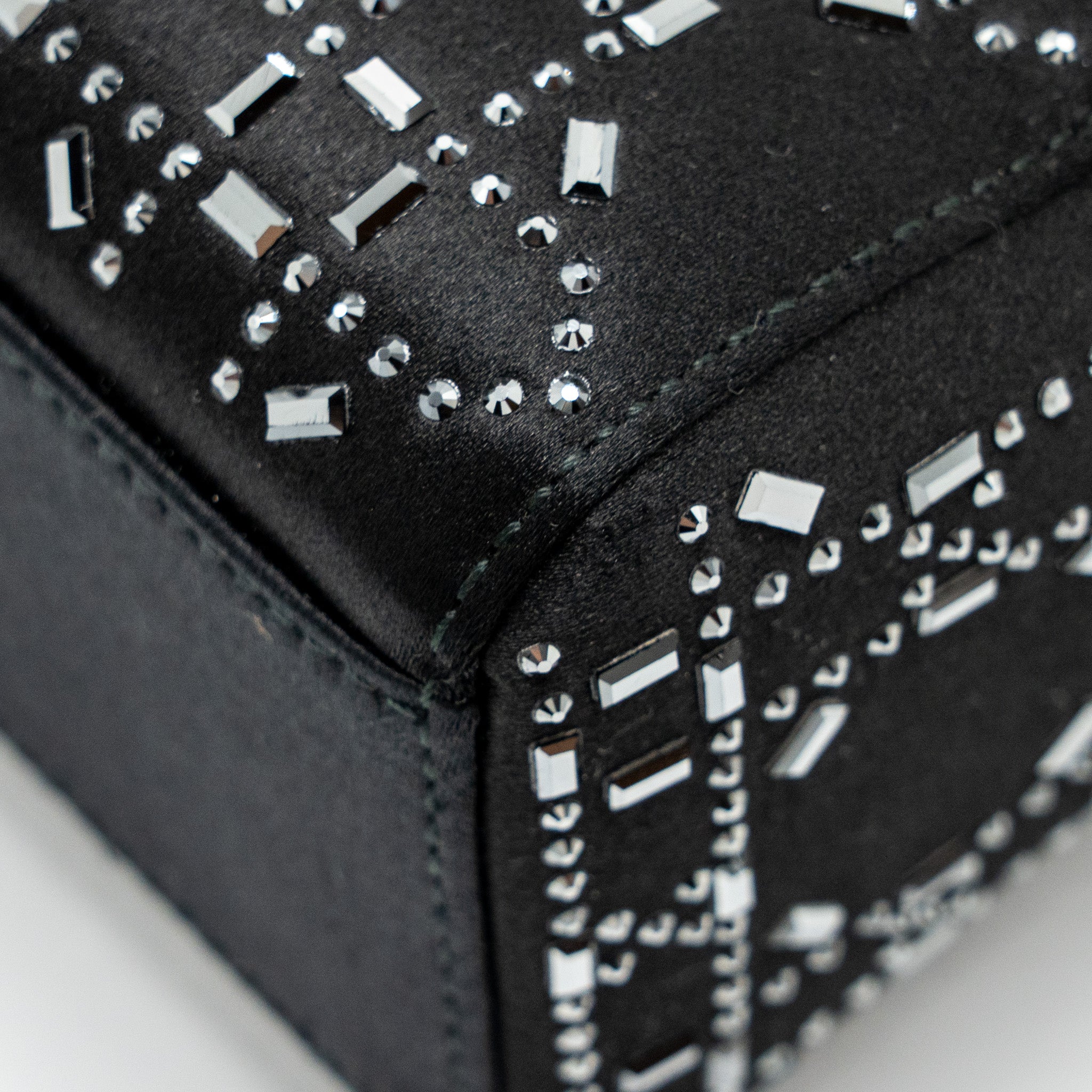 DIOR MINI LADY DIOR SATIN WITH CRYSTAL BLACK SHW