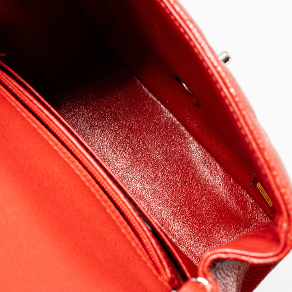 CHANEL MINI SQUARE FLAP BAG CAVIAR RED SHW