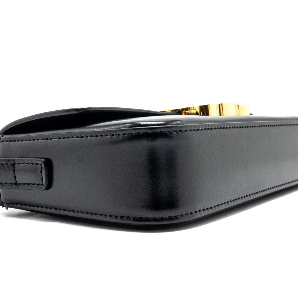 CELINE TRIOMPHE SHOULDER BAG SHINY CALFSKIN BLACK GHW