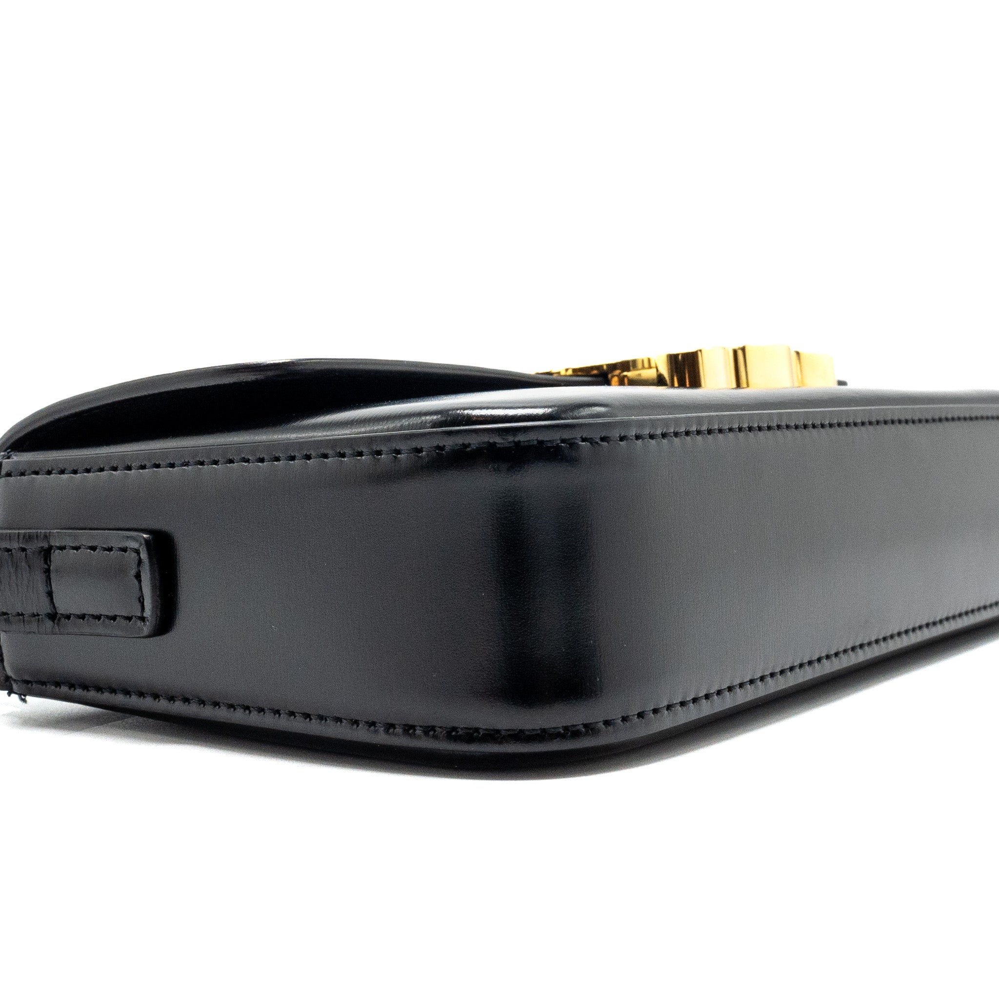 CELINE TRIOMPHE SHOULDER BAG SHINY CALFSKIN BLACK GHW