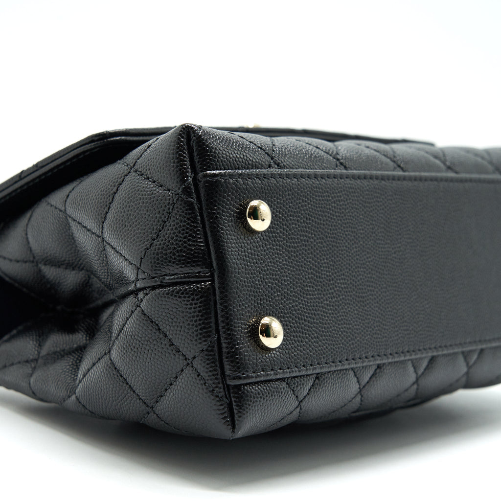 CHANEL 21K SMALL (OLD MINI) 24CM COCOHANDLE BLACK CAVIAR LGHW (MICROCHIP)