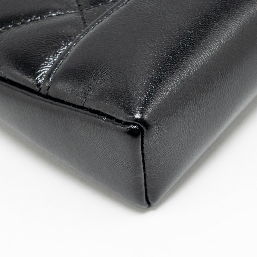 CHANEL MINI 31 CLUTCH WITH CHAIN SHINY LAMBSKIN BLACK LGHW (MICROCHIP)