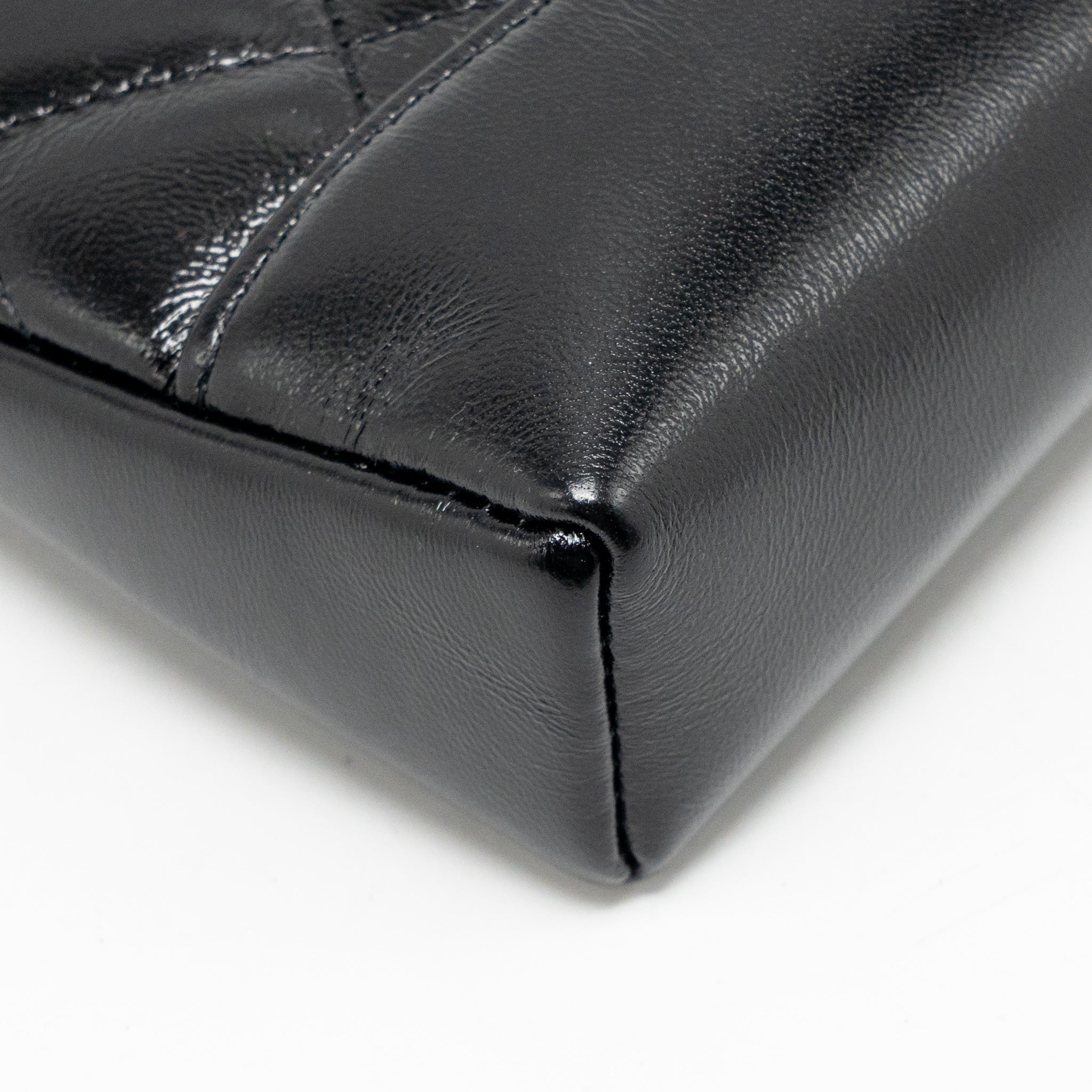CHANEL MINI 31 CLUTCH WITH CHAIN SHINY LAMBSKIN BLACK LGHW (MICROCHIP)