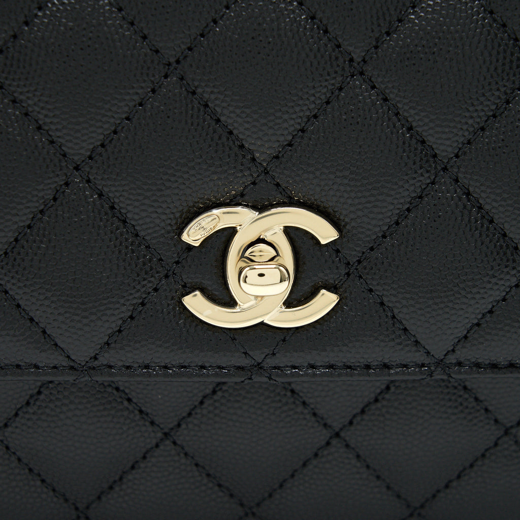 CHANEL 21K SMALL (OLD MINI) 24CM COCOHANDLE BLACK CAVIAR LGHW (MICROCHIP)