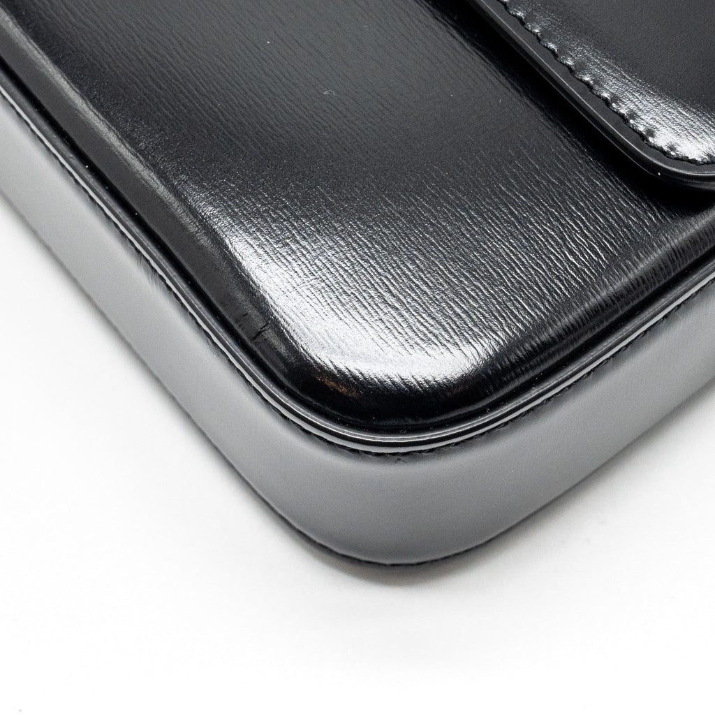 CELINE TRIOMPHE SHOULDER BAG SHINY CALFSKIN BLACK GHW