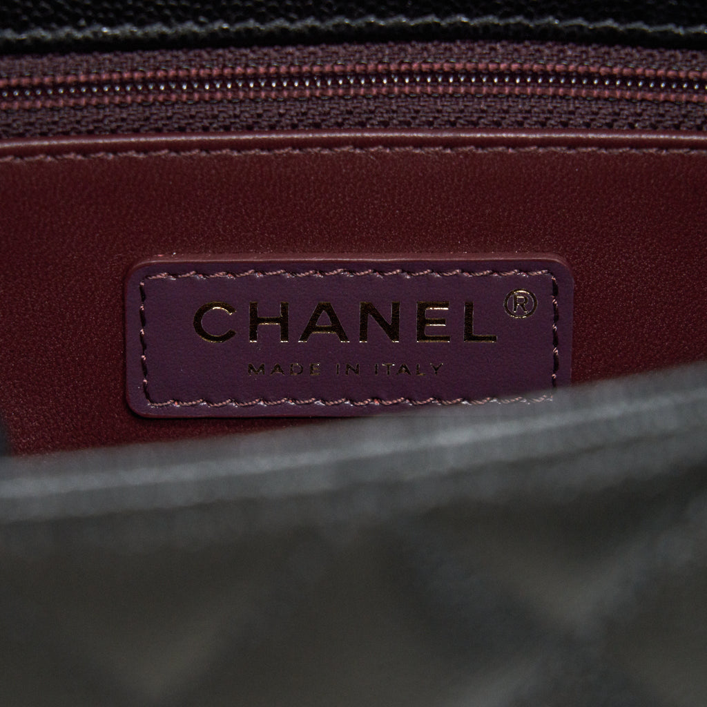 CHANEL 21K SMALL (OLD MINI) 24CM COCOHANDLE BLACK CAVIAR LGHW (MICROCHIP)