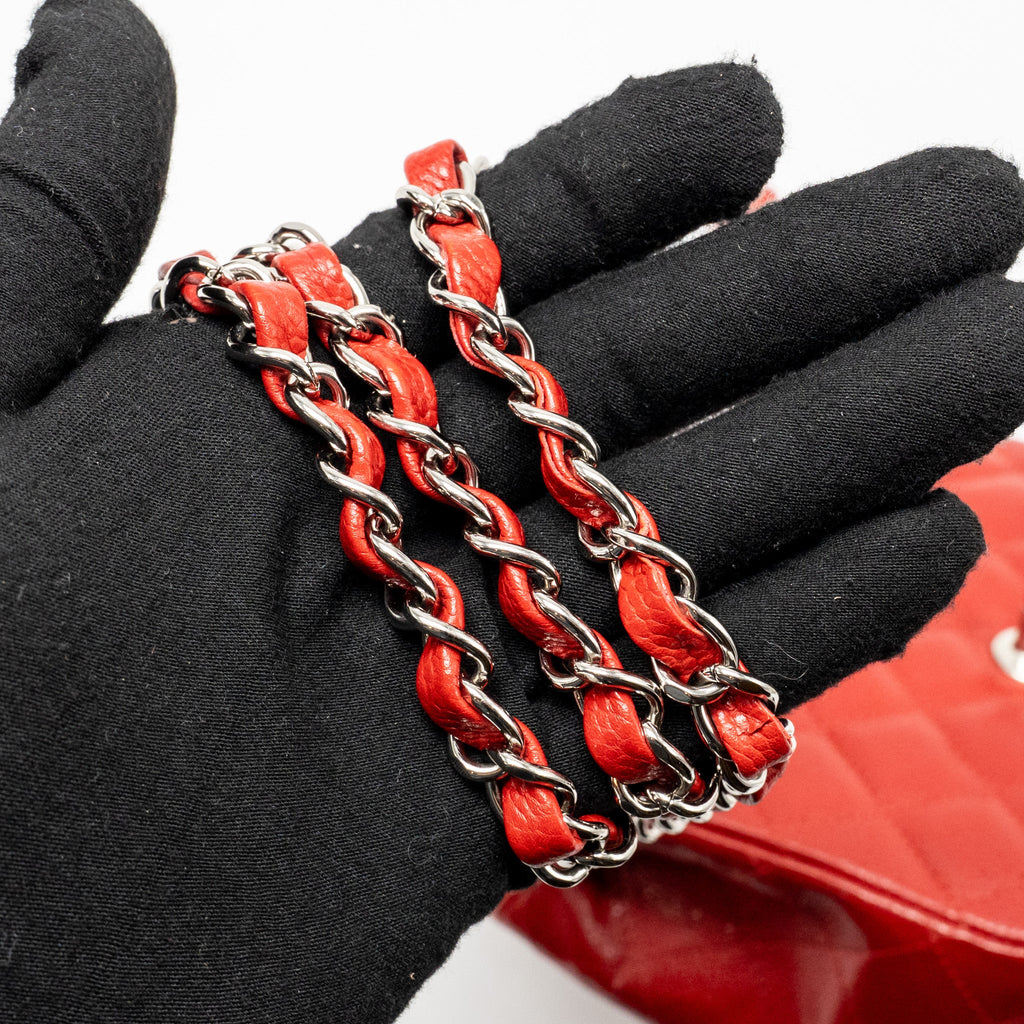 CHANEL MINI SQUARE FLAP BAG CAVIAR RED SHW