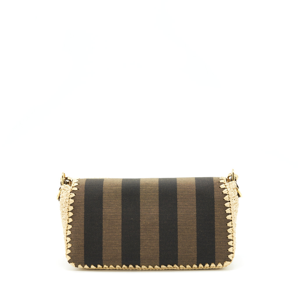FENDI BAGUETTE SHOULDER BAG FABRIC BROWN/CREAM