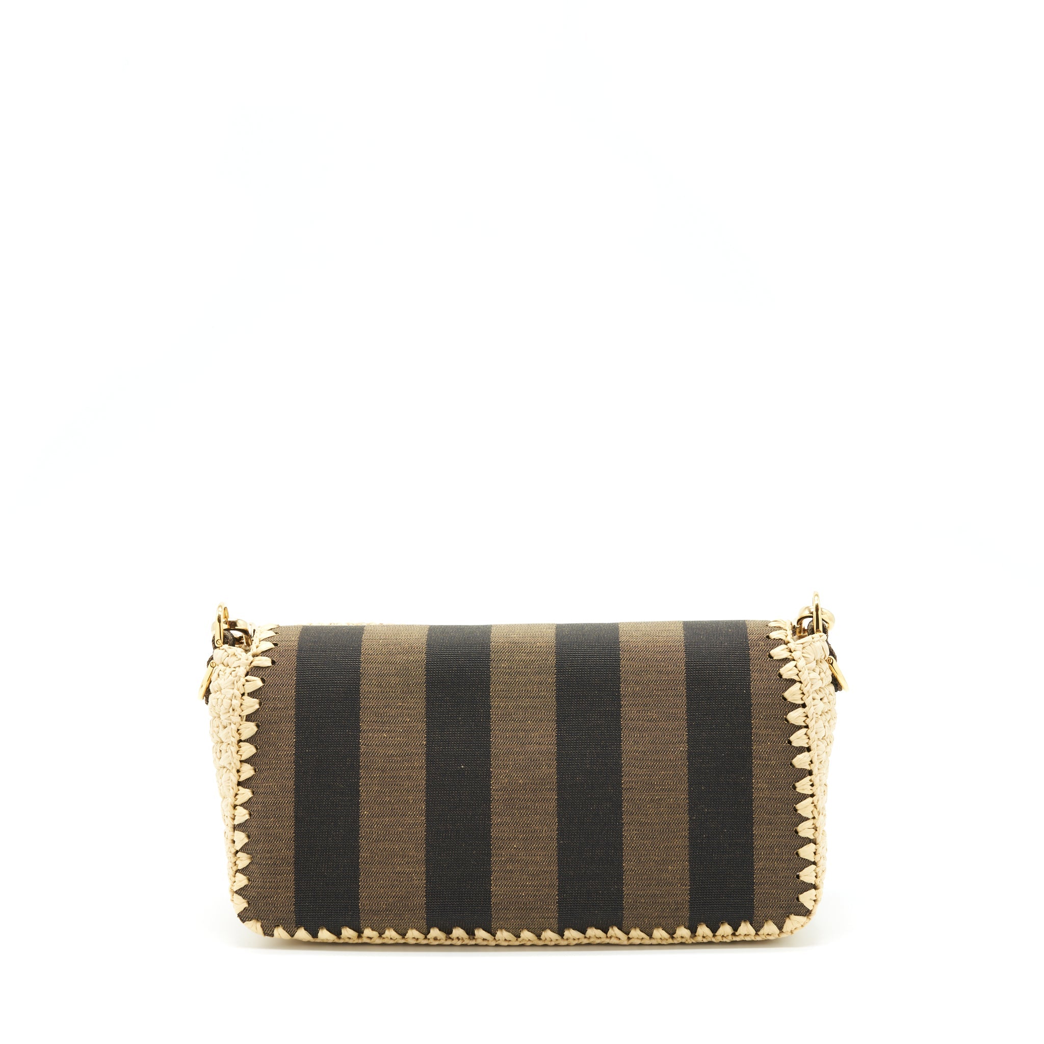 FENDI BAGUETTE SHOULDER BAG FABRIC BROWN/CREAM