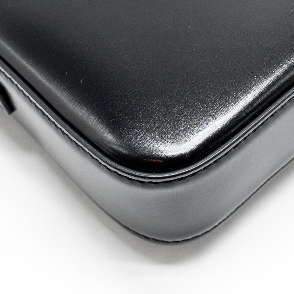 CELINE TRIOMPHE SHOULDER BAG SHINY CALFSKIN BLACK GHW