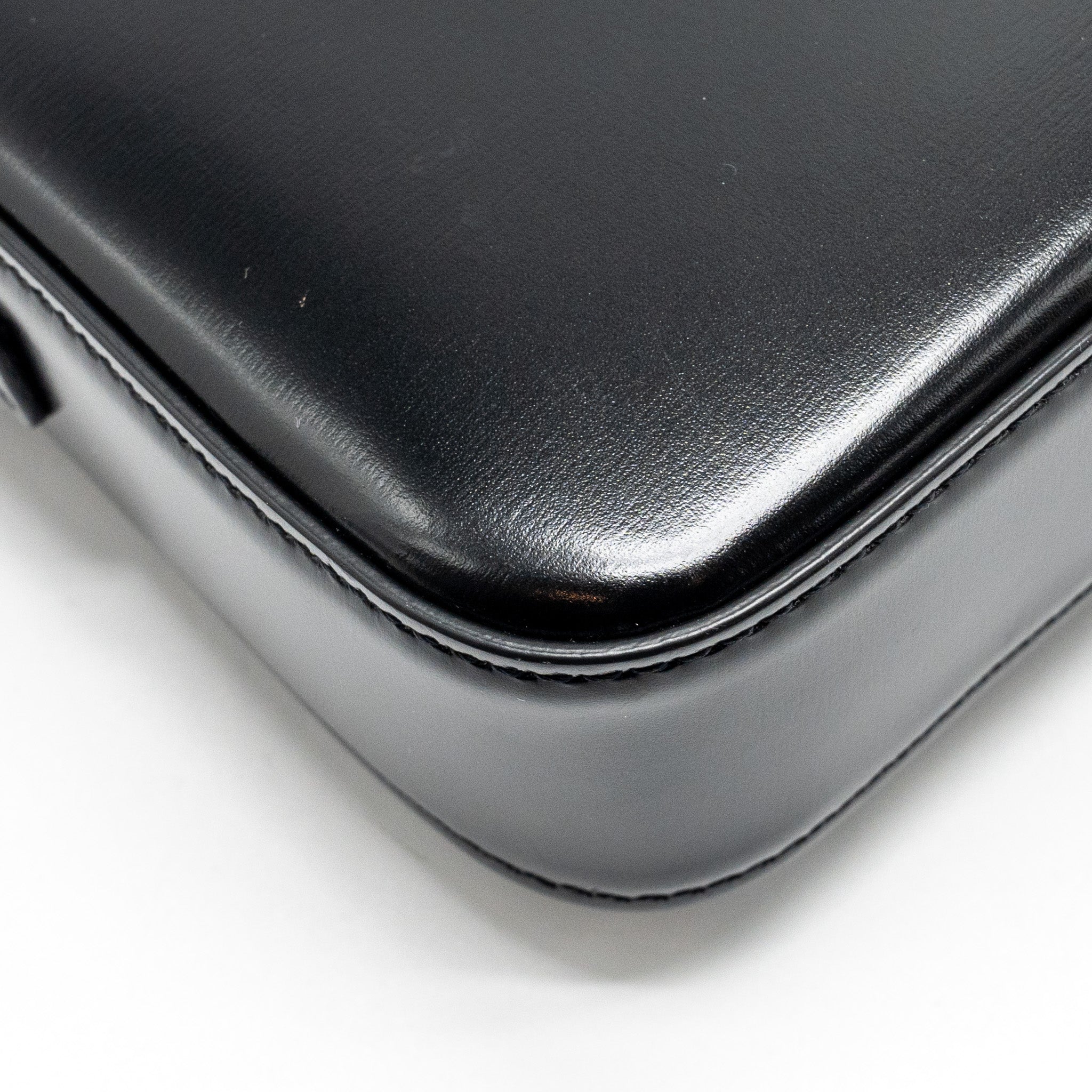 CELINE TRIOMPHE SHOULDER BAG SHINY CALFSKIN BLACK GHW