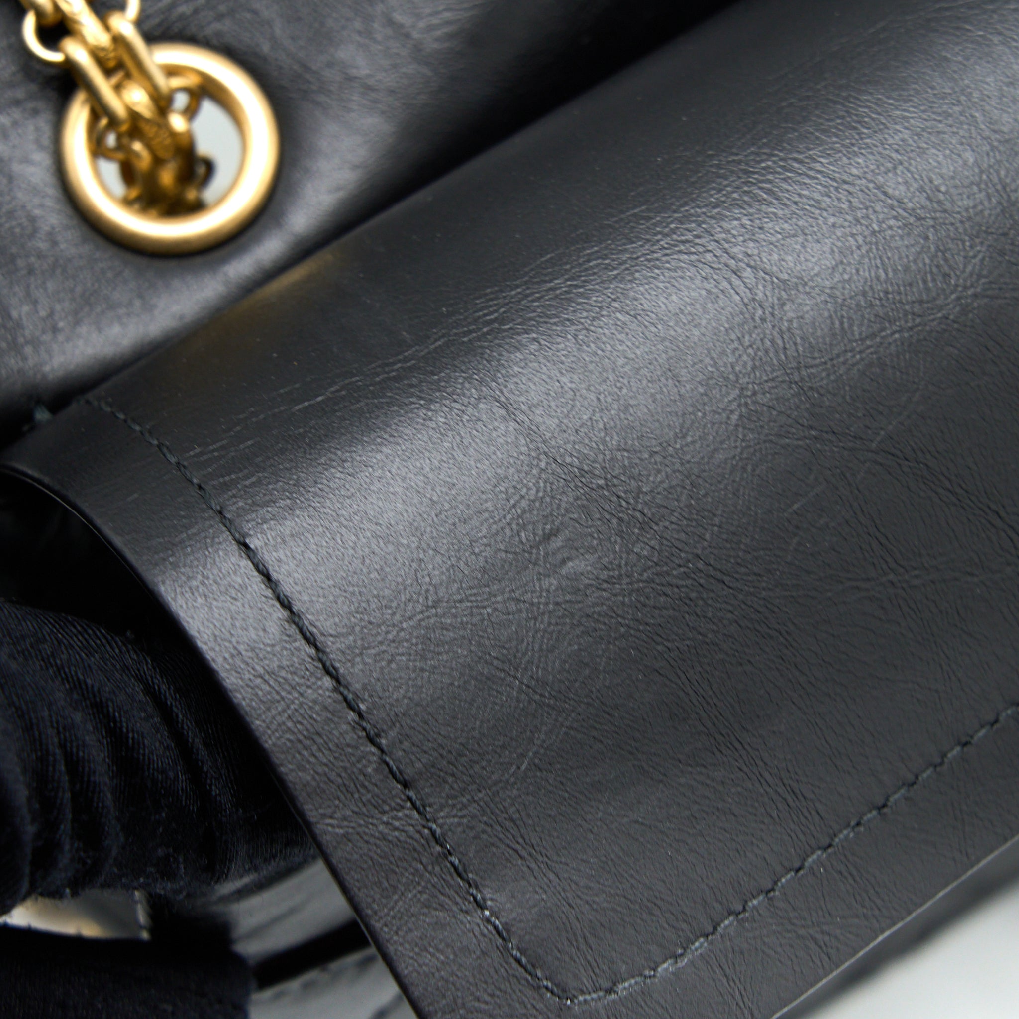 CHANEL SMALL 2.55 225 REISSUE FLAP BAG AGED CALFSKIN BLACK BRUSHED GHW