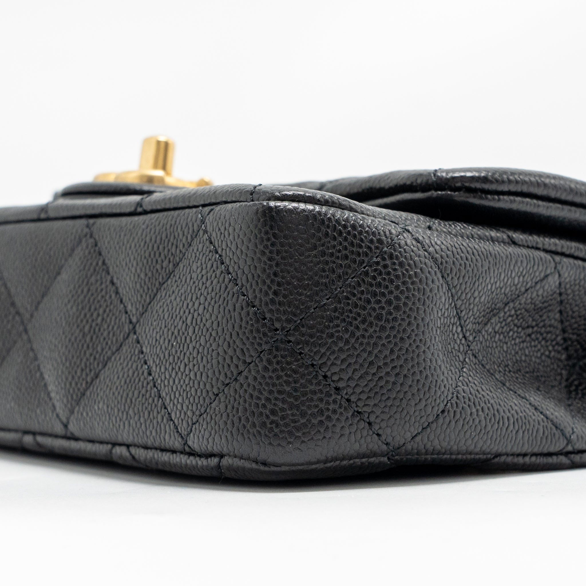 CHANEL COCO LOVE FLAP BAG ADJUSTABLE CHAIN CAVIAR BLACK GHW (MICROCHIP)