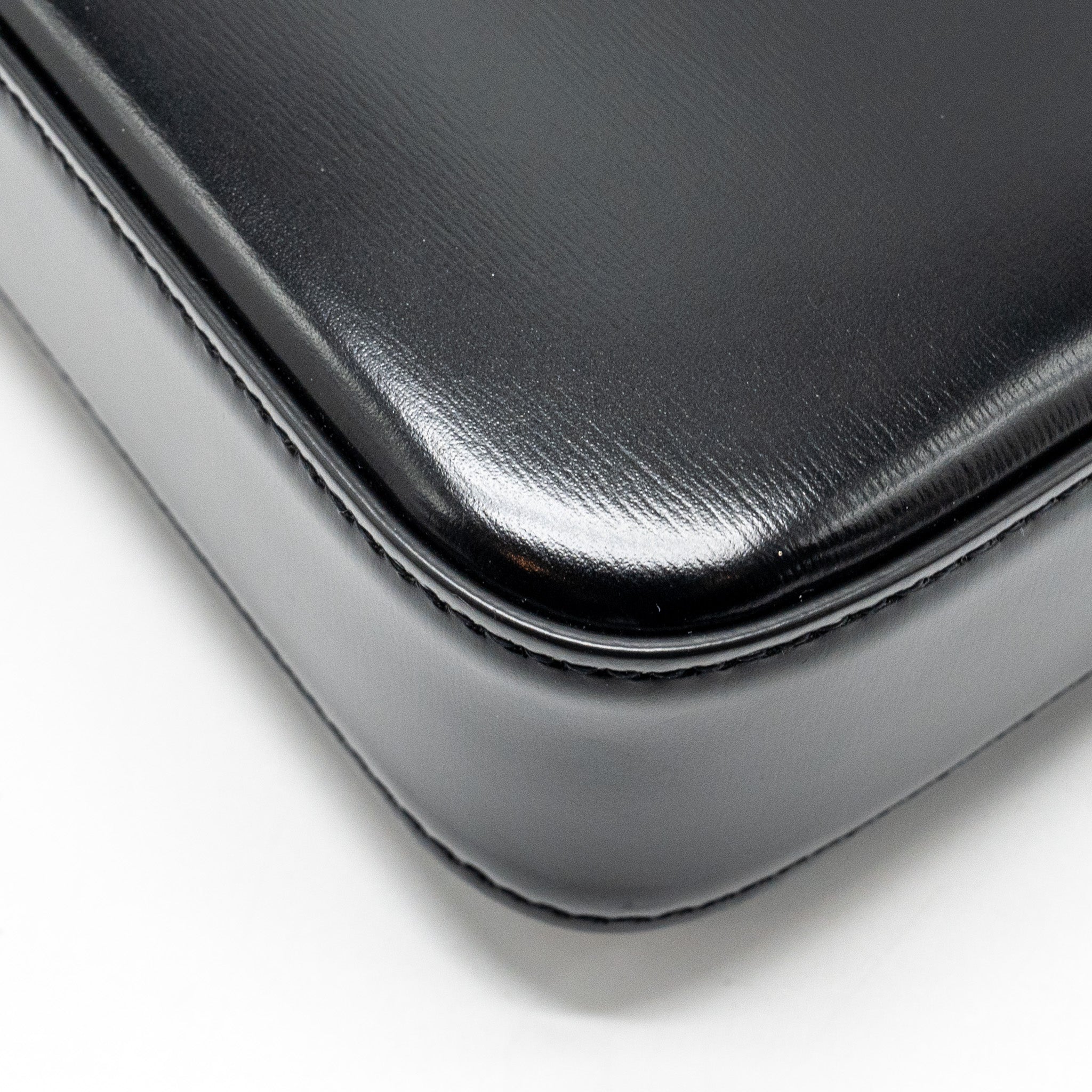 CELINE TRIOMPHE SHOULDER BAG SHINY CALFSKIN BLACK GHW