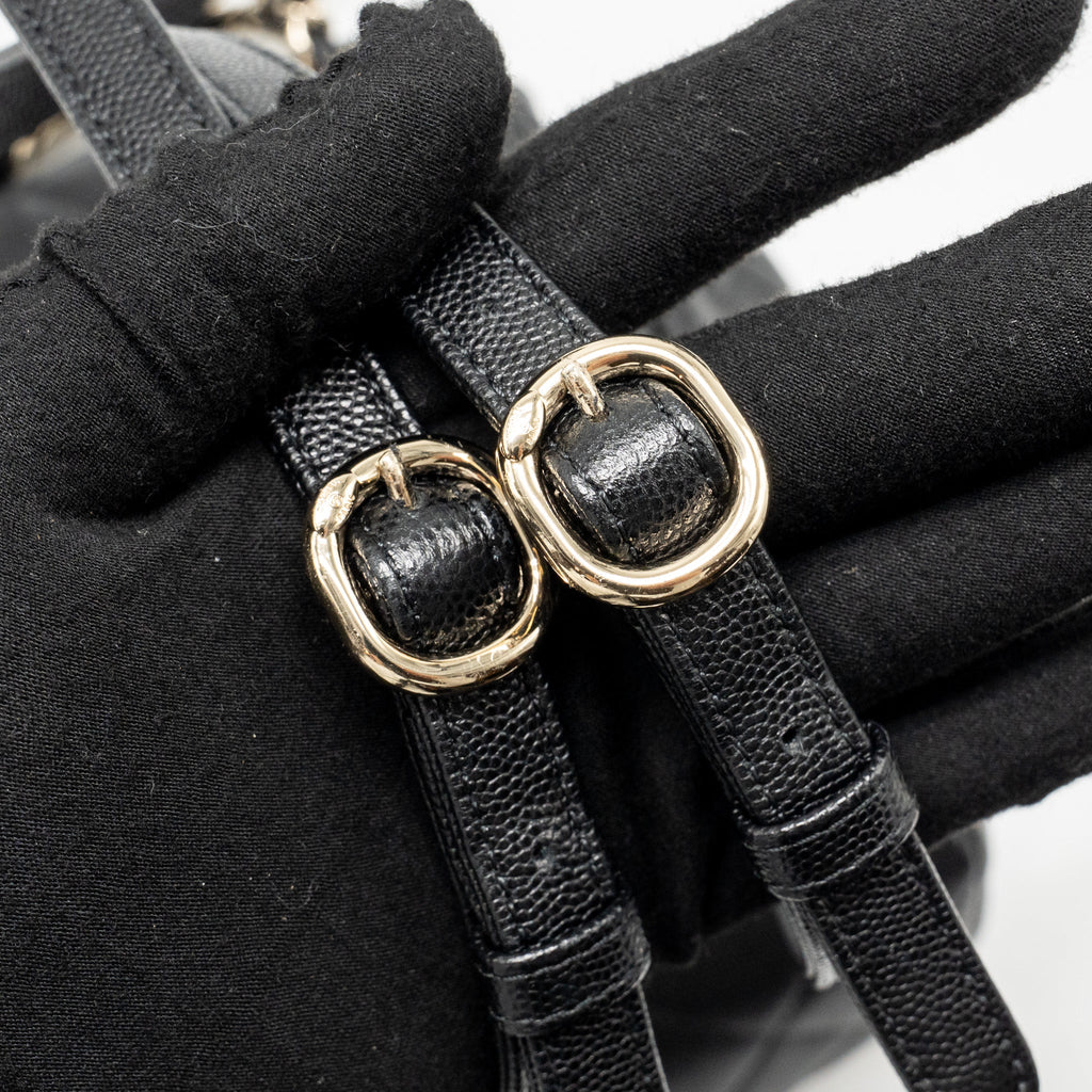 CHANEL QUILTED MINI BACKPACK CAVIAR BLACK LGHW (MICROCHIP)