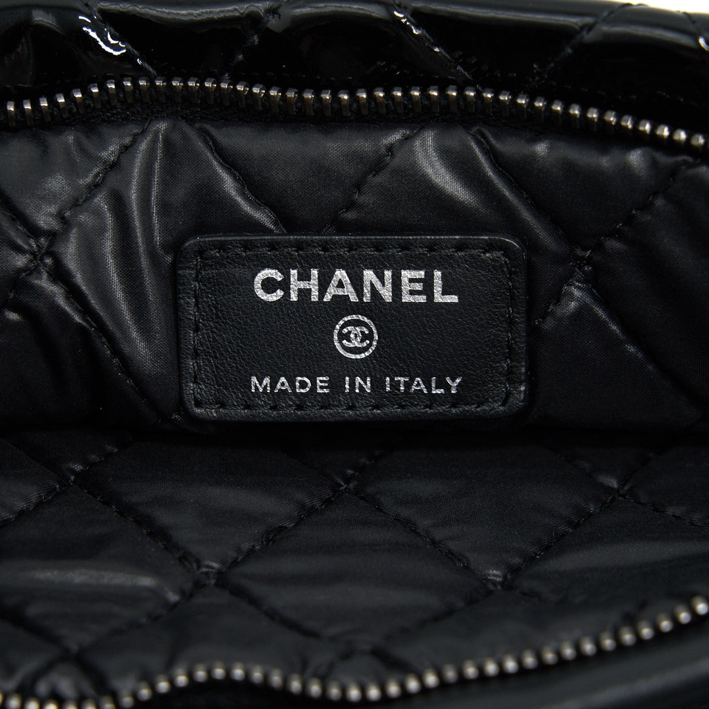 CHANEL FOLD OVER CLUTCH PATENT LEATHER BLACK SHW