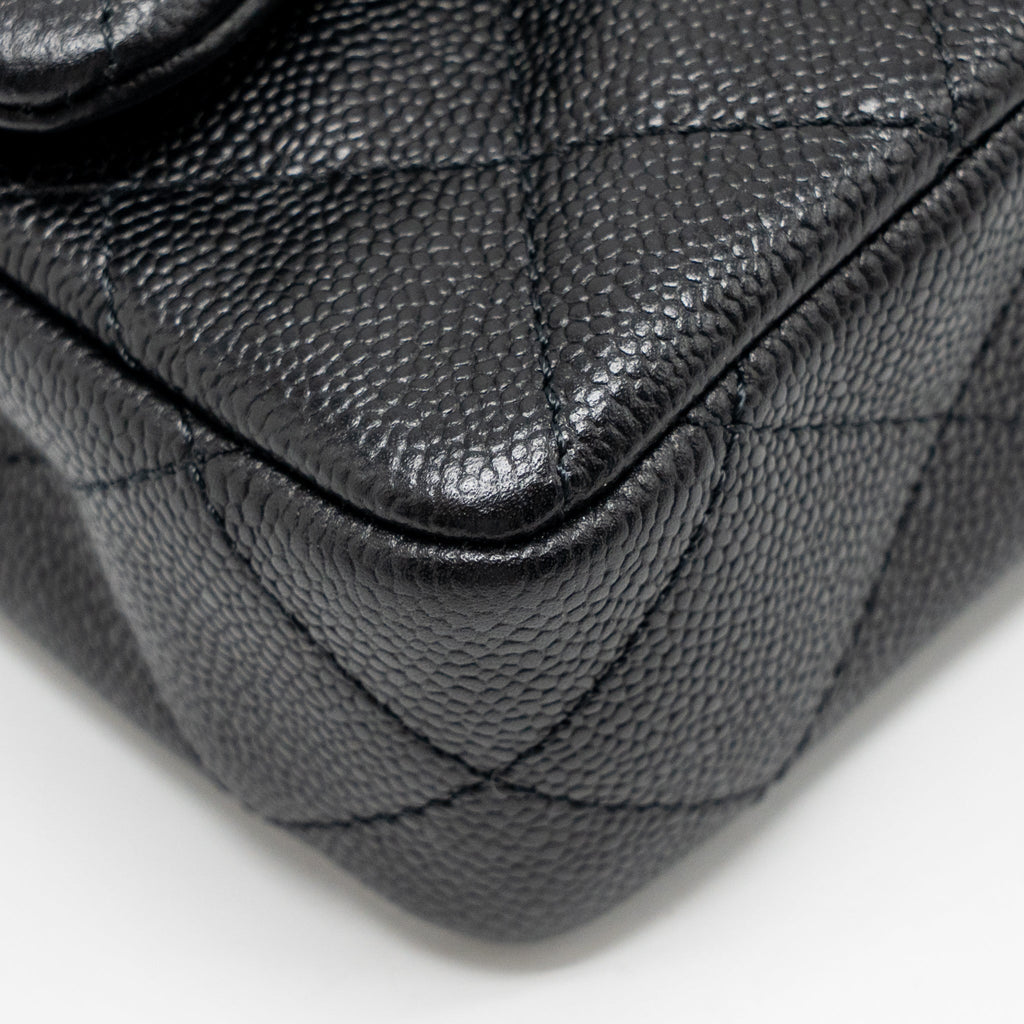 CHANEL COCO LOVE FLAP BAG ADJUSTABLE CHAIN CAVIAR BLACK GHW (MICROCHIP)
