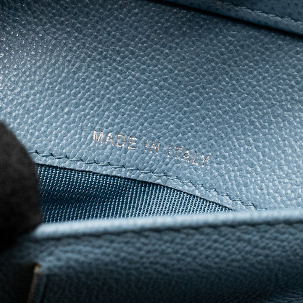 CHANEL QUILTED CC LOGO FLAP WALLET GRAINED CALFSKIN BLUE SHW