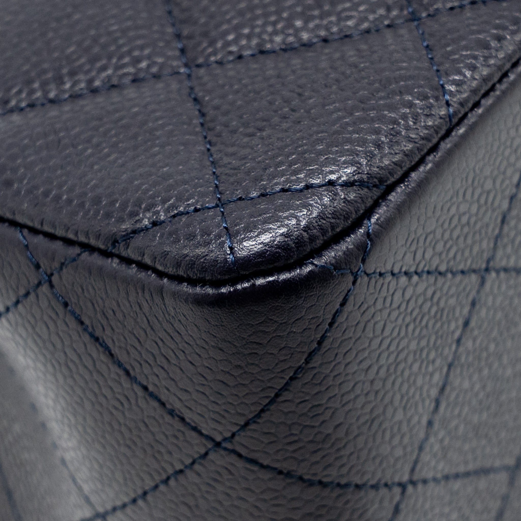 CHANEL JUMBO CLASSIC DOUBLE FLAP BAG CAVIAR DARK BLUE SHW