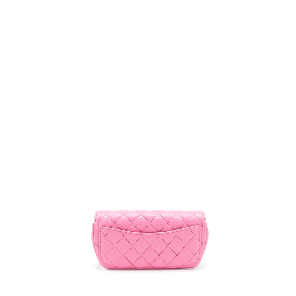 CHANEL GLASSES CASE FLAP BAG WITH CHAIN CAVIAR PINK LGHW