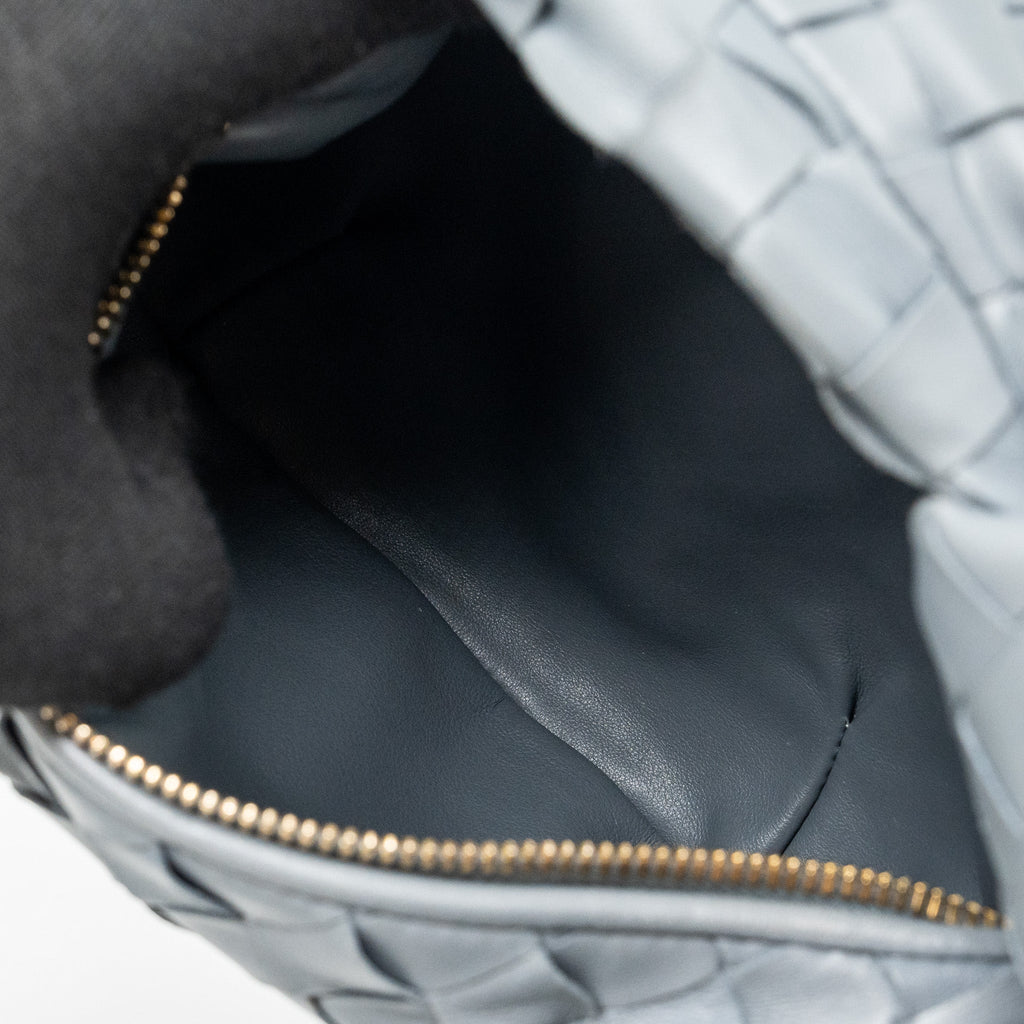 BOTTEGA VENETA MINI JODIE LAMBSKIN STORM GHW