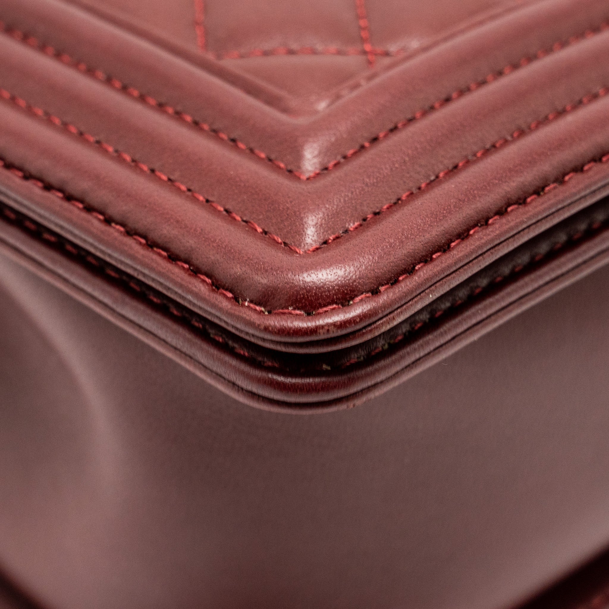 CHANEL MEDIUM BOY BAG LAMBSKIN DARK RED LGHW
