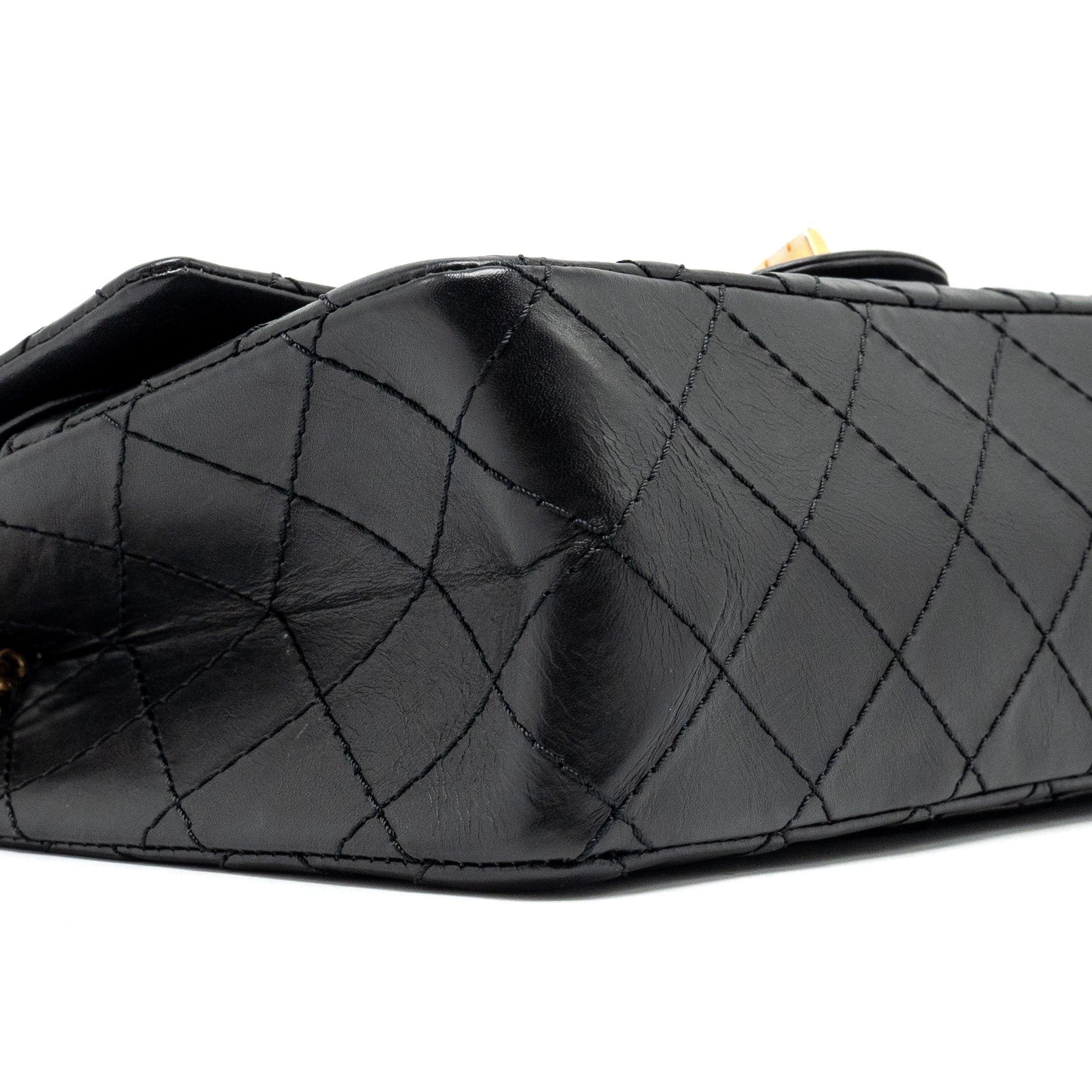 CHANEL SMALL 2.55 REISSUE DOUBLE FLAP BAG AGED CALFSKIN BLACK GHW