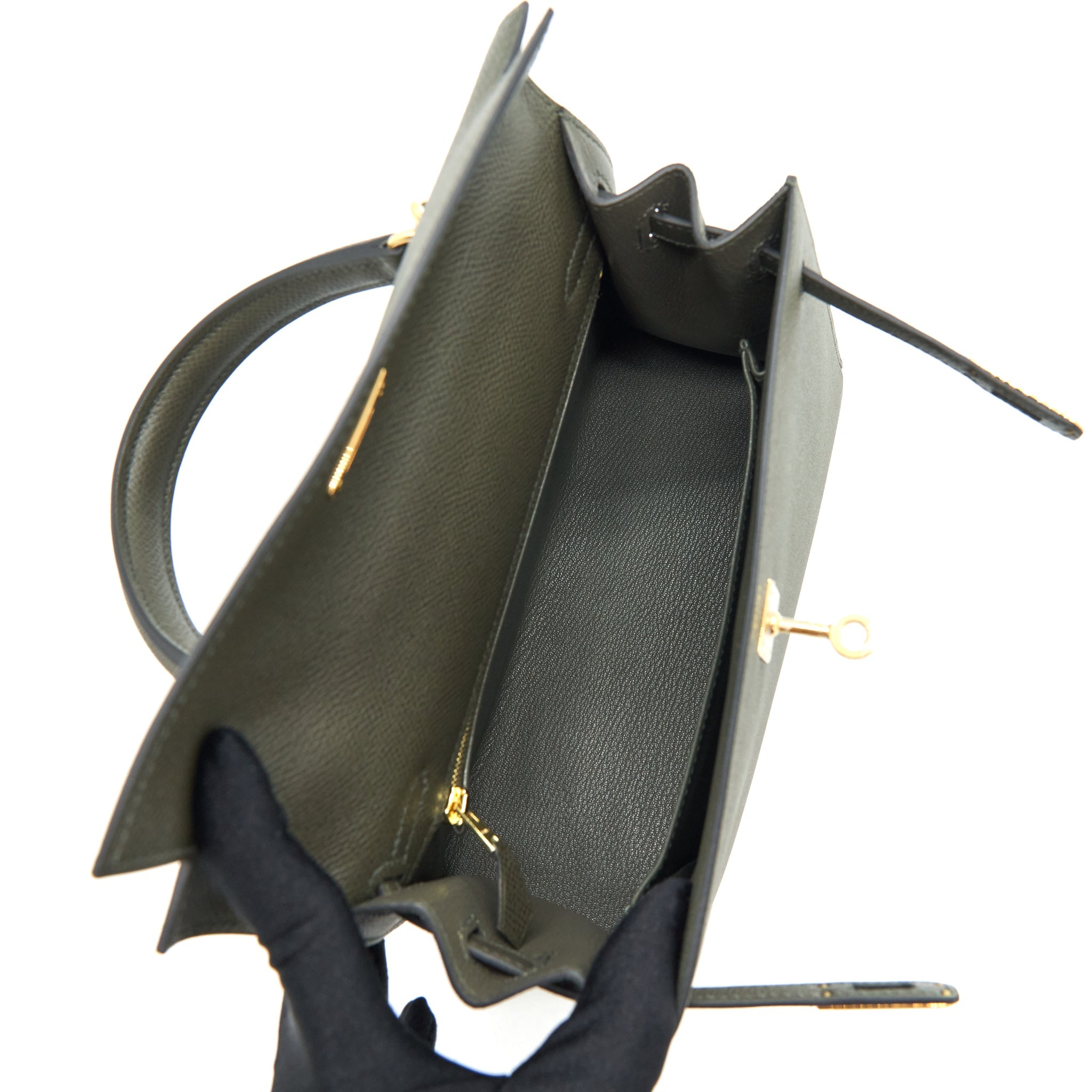 HERMES KELLY 25 SELLIER EPSOM C6 VERT DE GRIS GHW