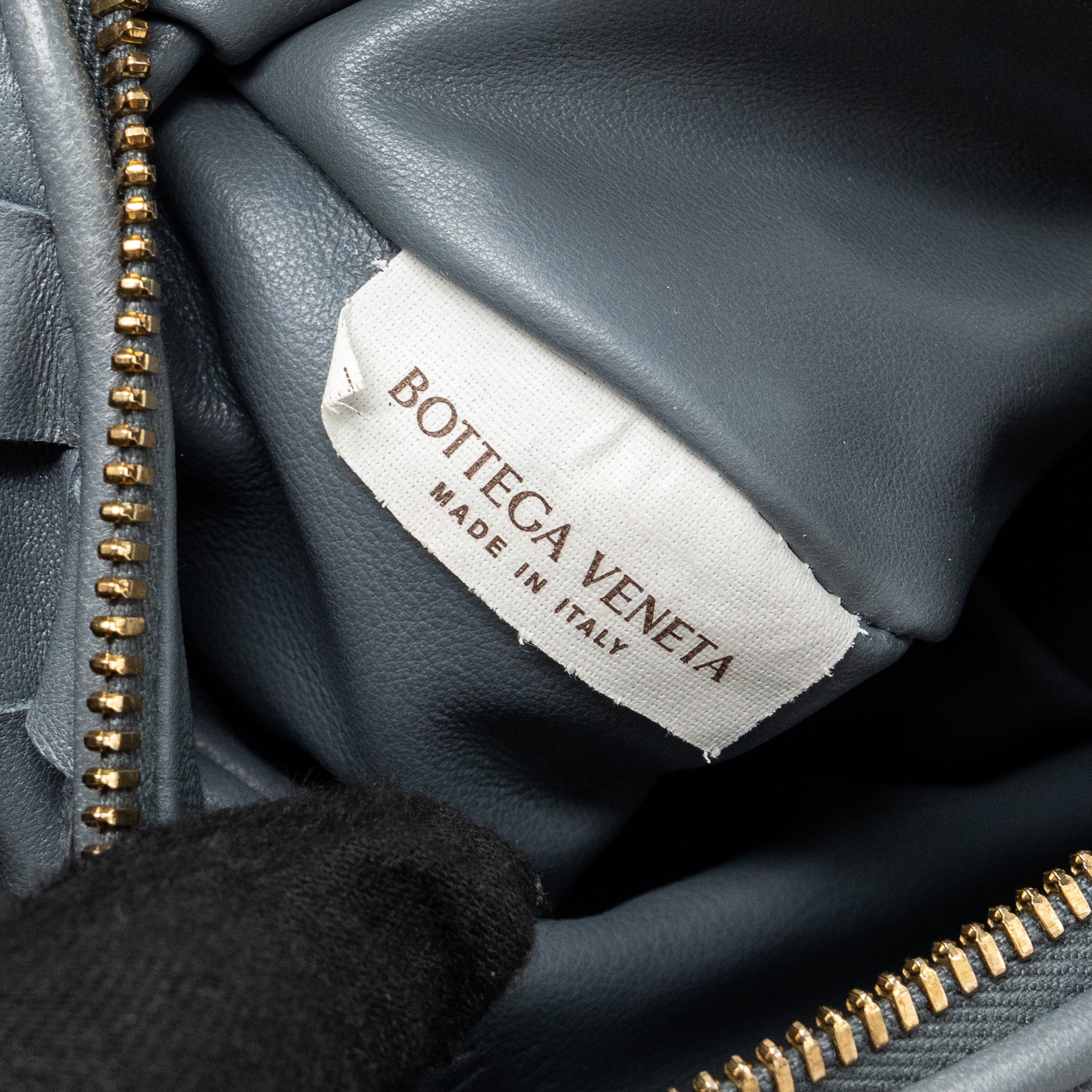 BOTTEGA VENETA MINI JODIE LAMBSKIN STORM GHW