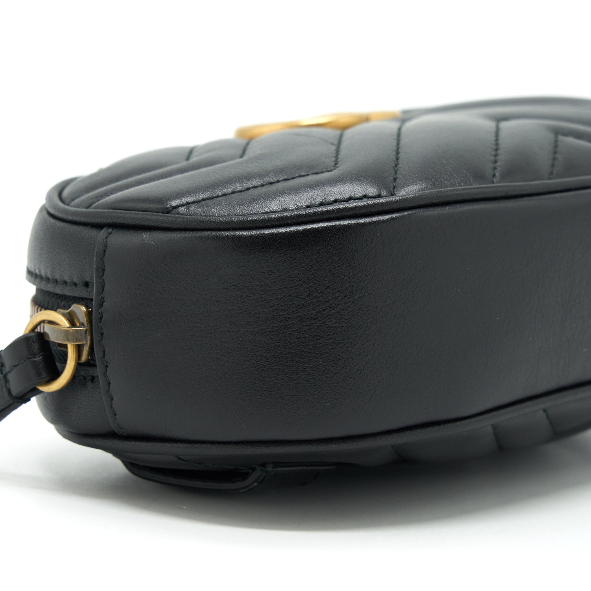 GUCCI GG MARMONT MATELASSE BELT BAG BLACK GHW