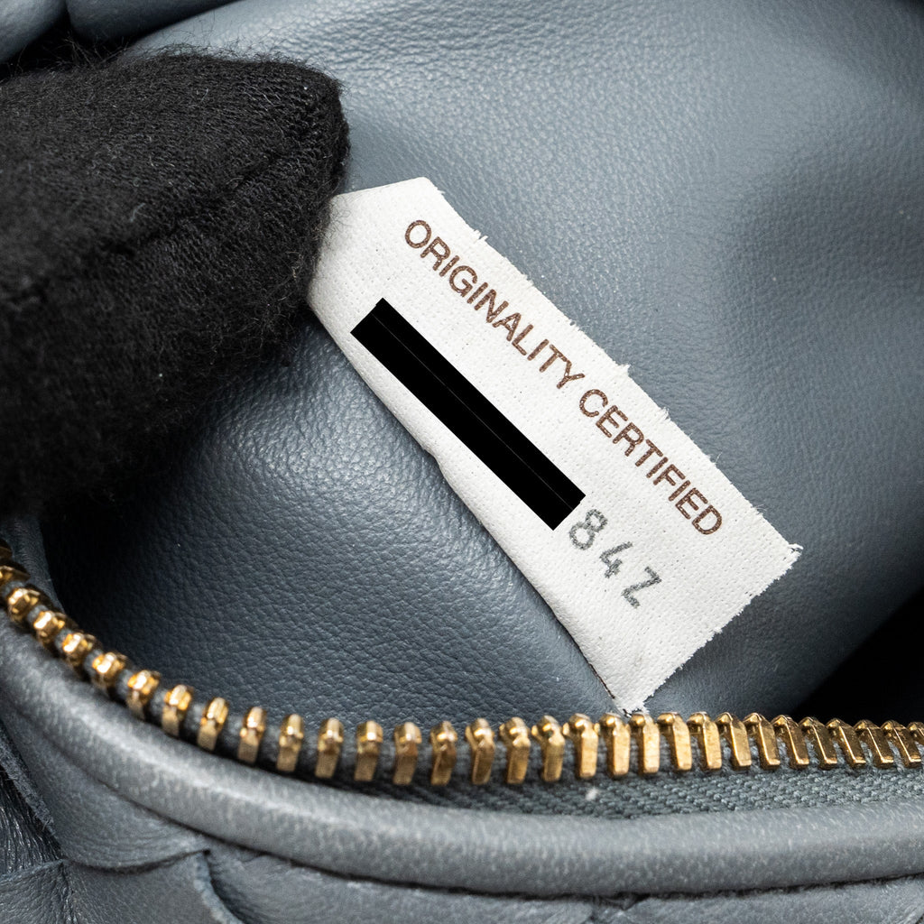 BOTTEGA VENETA MINI JODIE LAMBSKIN STORM GHW
