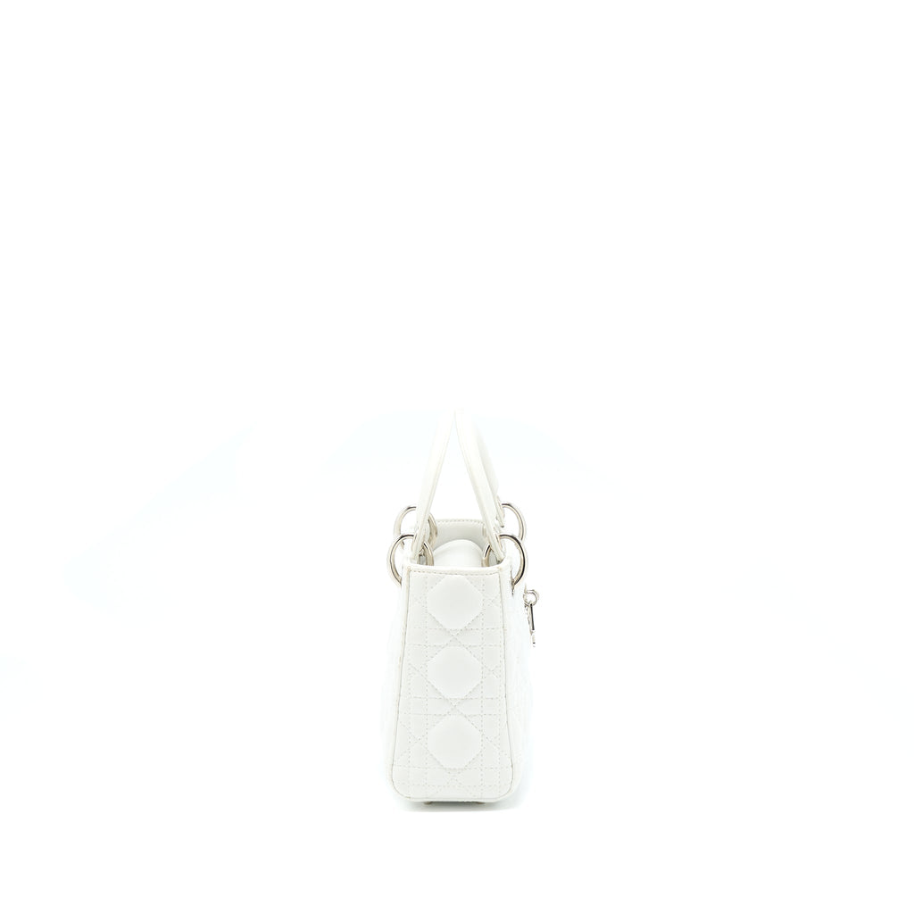 DIOR MINI LADY DIOR LAMBSKIN WHITE SHW