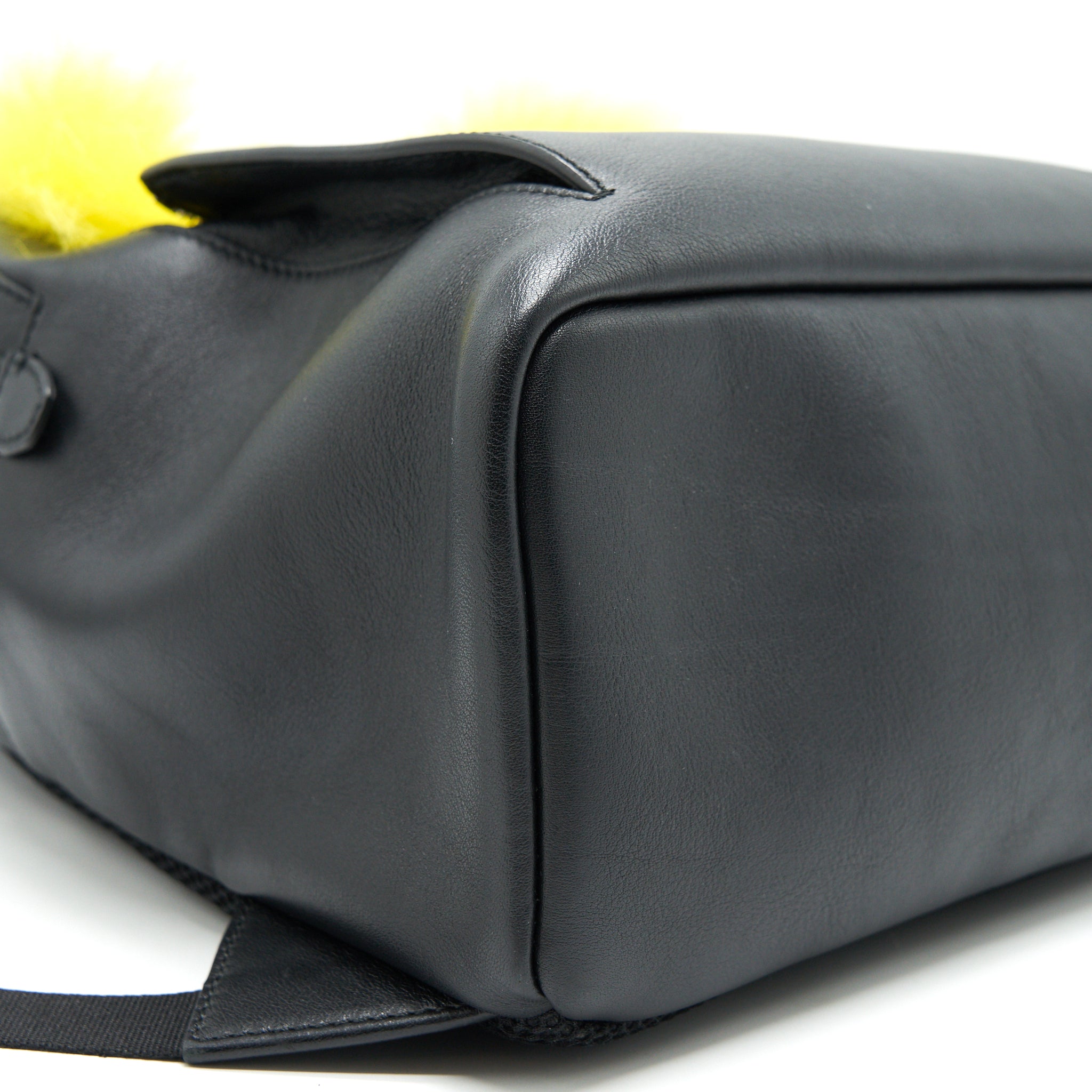 FENDI MONSTER BACKPACK IN BLACK WITH YELLOW FUR