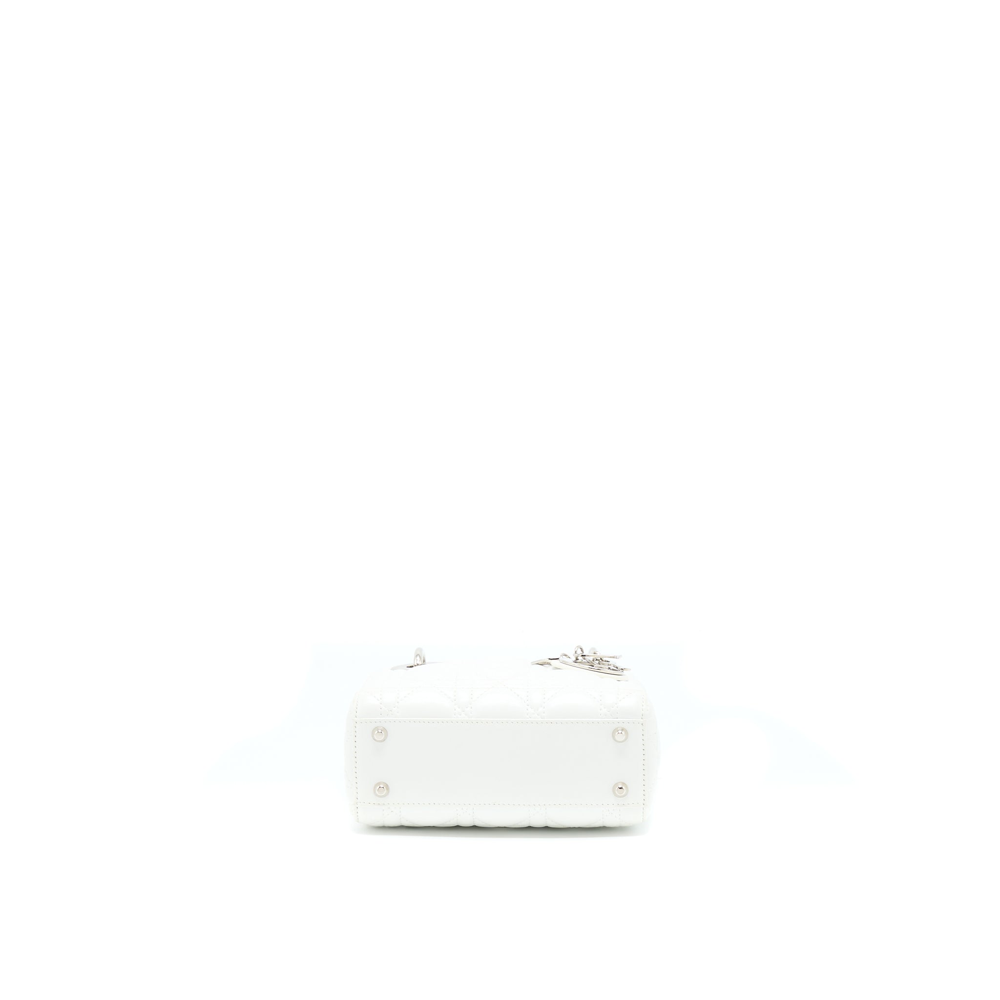 DIOR MINI LADY DIOR LAMBSKIN WHITE SHW