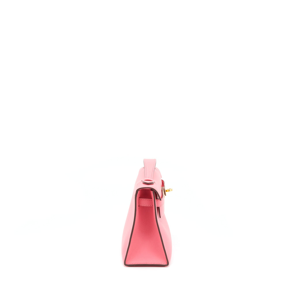 HERMES KELLY POCHETTE SWIFT 8W ROSE AZALEE GHW