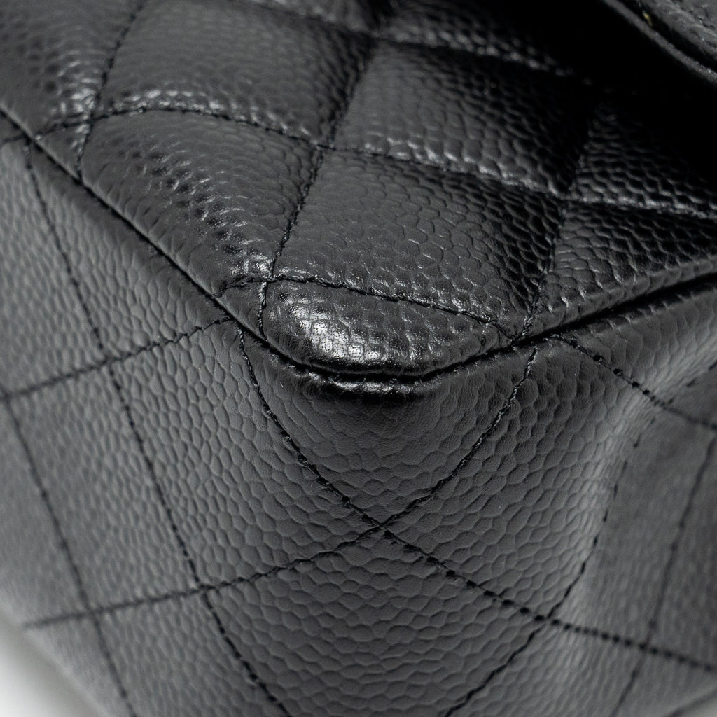 CHANEL MEDIUM CLASSIC DOUBLE FLAP BAG CAVIAR BLACK SHW