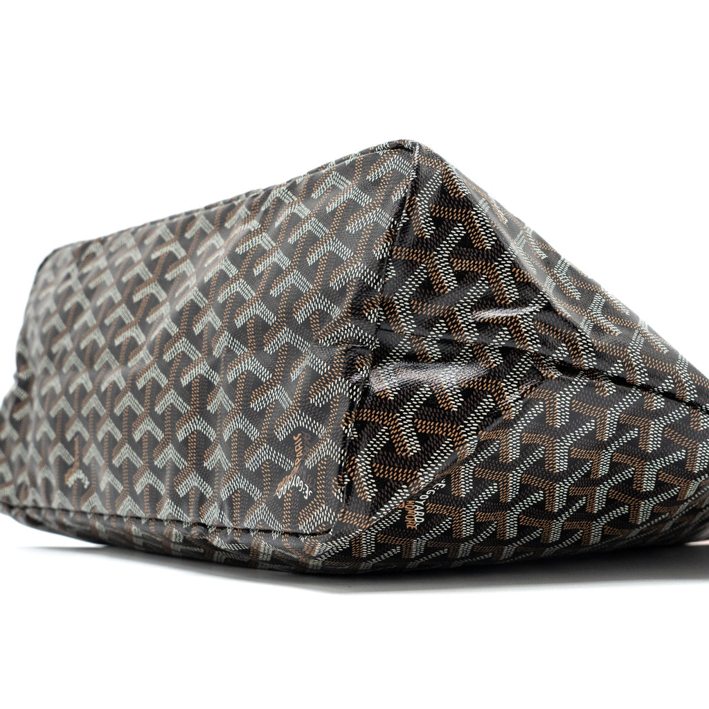 GOYARD SAINT LOUIS PM TOTE BAG GOYARDINE CANVAS BLACK/BROWN SHW