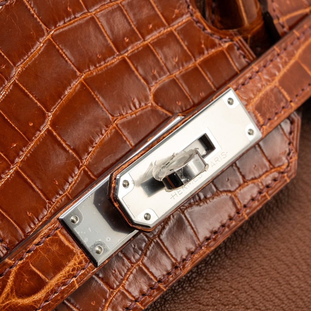HERMES BIRKIN TOUCH 30 SHINY CROCODILE NILOTICUS / CHEVRE LEATHER MIEL SHW