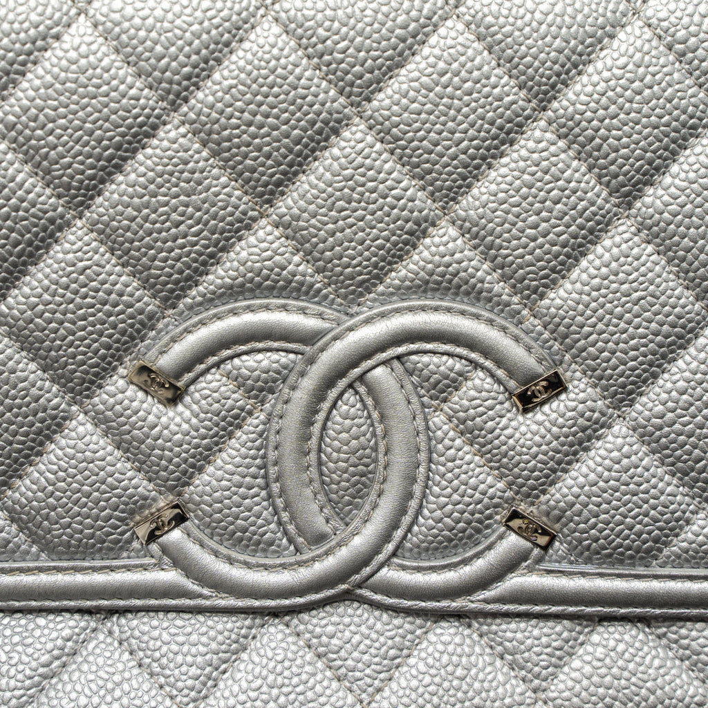CHANEL FILIGREE FLAP BAG CAVIAR SILVER SHW