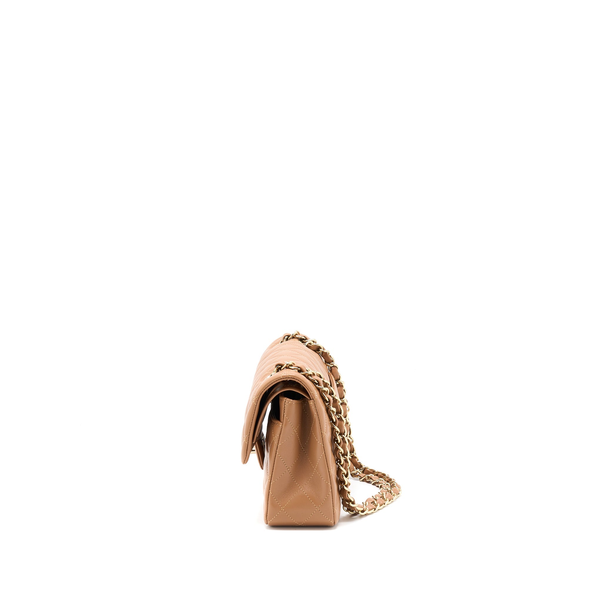 CHANEL 22S SMALL CLASSIC FLAP BAG LAMBSKIN CARAMEL LGHW(MICROCHIP)